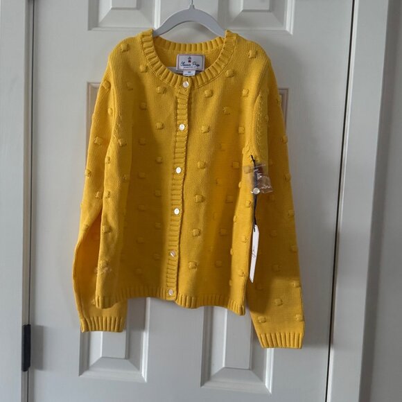 New Classic Prep Girls Elise Popcorn Cardigan Banana Cream Yellow Size 10